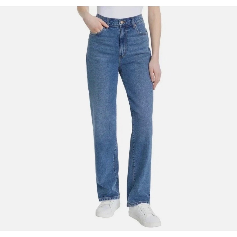 NWT Gloria Vanderbilt Relaxed Straight Leg Jeans Dark Blue High Rise Size 14 Mom